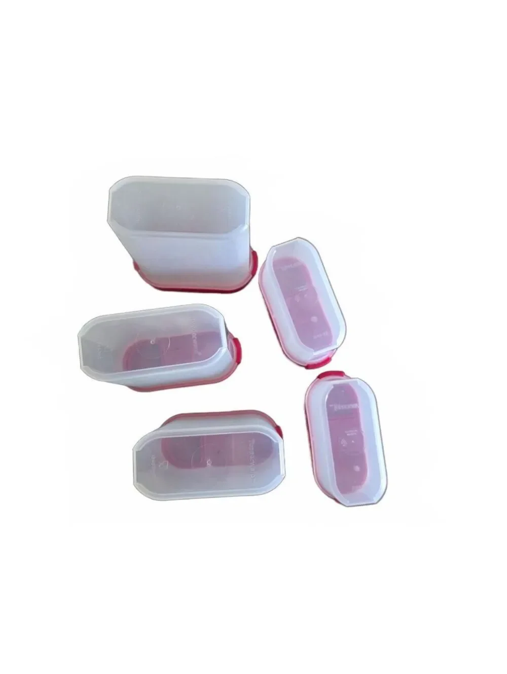 5 Tupperware Modular Mates Spice Shaker Set Red Lids 10pcs